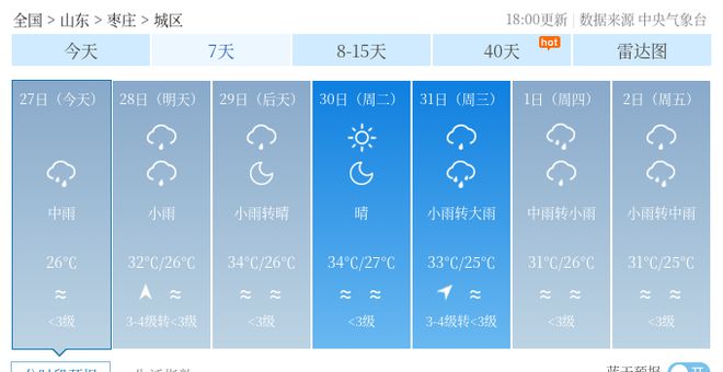 滕州天氣預報更新